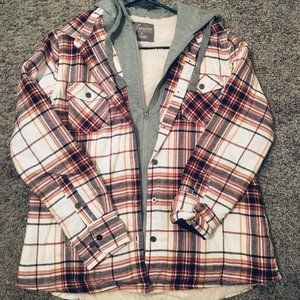 Womens Plaid Lined Sherpa Jacket, Size Large